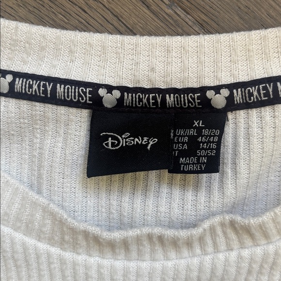 Primark | Disney Mickey Mouse Oversized Off White Ribbed Long Sleeve Size XL - Picture 5 of 11